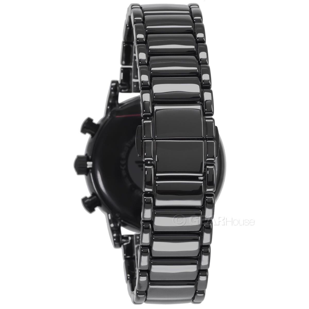 Emporio Armani Mens Ceramic Chronograph Watch Black Rose Gold Dial AR1509