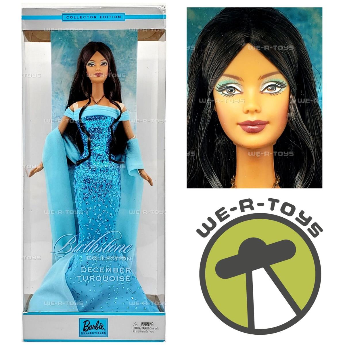 December Turquoise African American Barbie Doll 2002 Mattel B2397