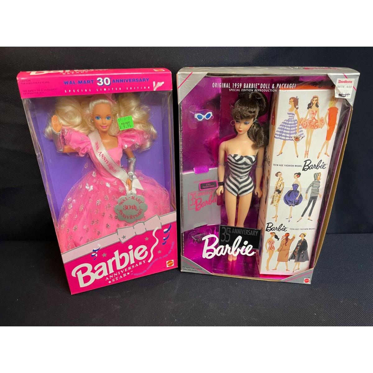 Walmart 30th Anniversary Star Barbie and 35th Anniversary Barbie Mattel