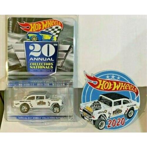 Hot Wheels 20th National White Lightning 55 Chevy Bel-air Gasser d/6500 W/patch