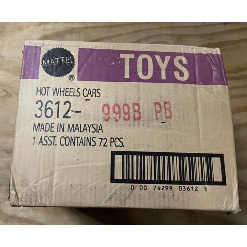 Factory Case Of 72 Mattel Hot Wheels Cars 3612-999B PB Malaysia Toys Rare