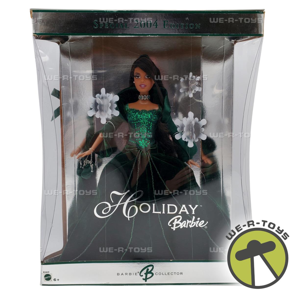 Holiday Barbie African American Green Velvet Dress 2004 Mattel B5849 Nrfb