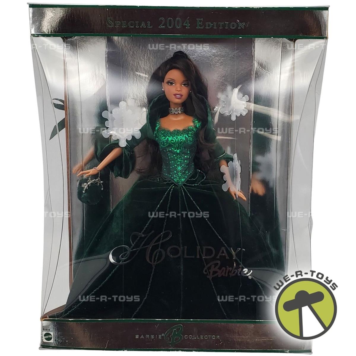 Holiday Barbie African American Green Velvet Dress 2004 Mattel B5849 Nrfb