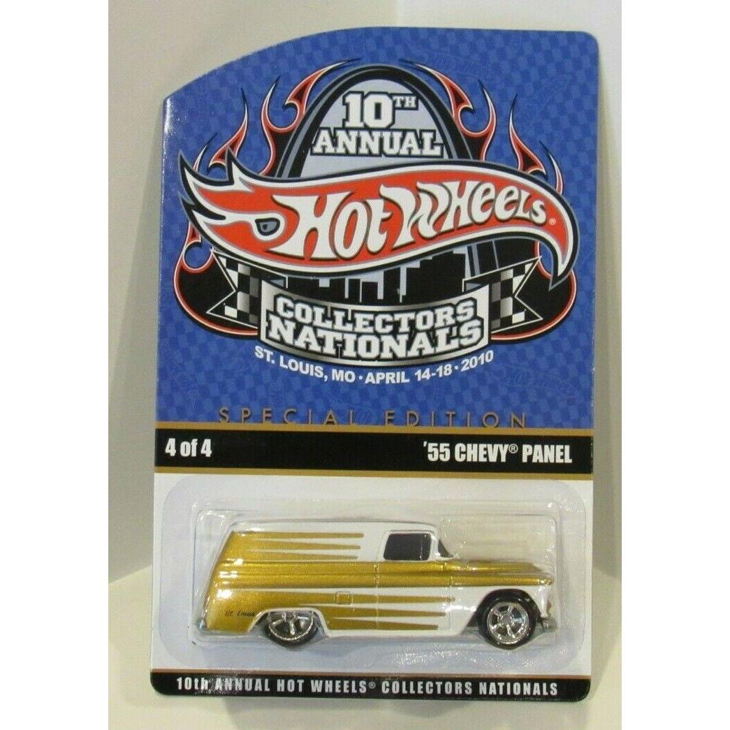 `55 Chevy Panel Hot Wheels 10th Nationals Finale/ticket 509/1200 Gold W/bike RR