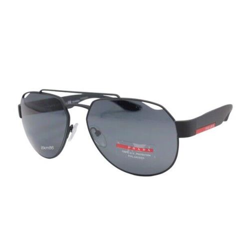 Prada Linea Rossa PS 57US-DG05Z1 Black Rubber / Grey Polarized Sunglasses - Frame: Black Rubber, Lens: Grey Polarized