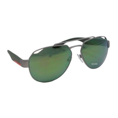 Prada Linea Rossa PS 57US-DG13C0 Gunmetal Rubber/ltgreen Mirrorpetrol Sunglasses