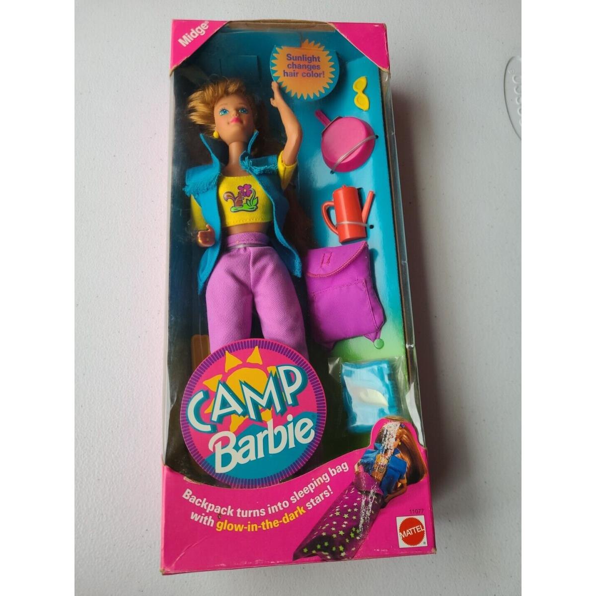 Camp Barbie Midge Doll w/ Sleeping Bag Backpack Vtg 1993 Mattel 11077