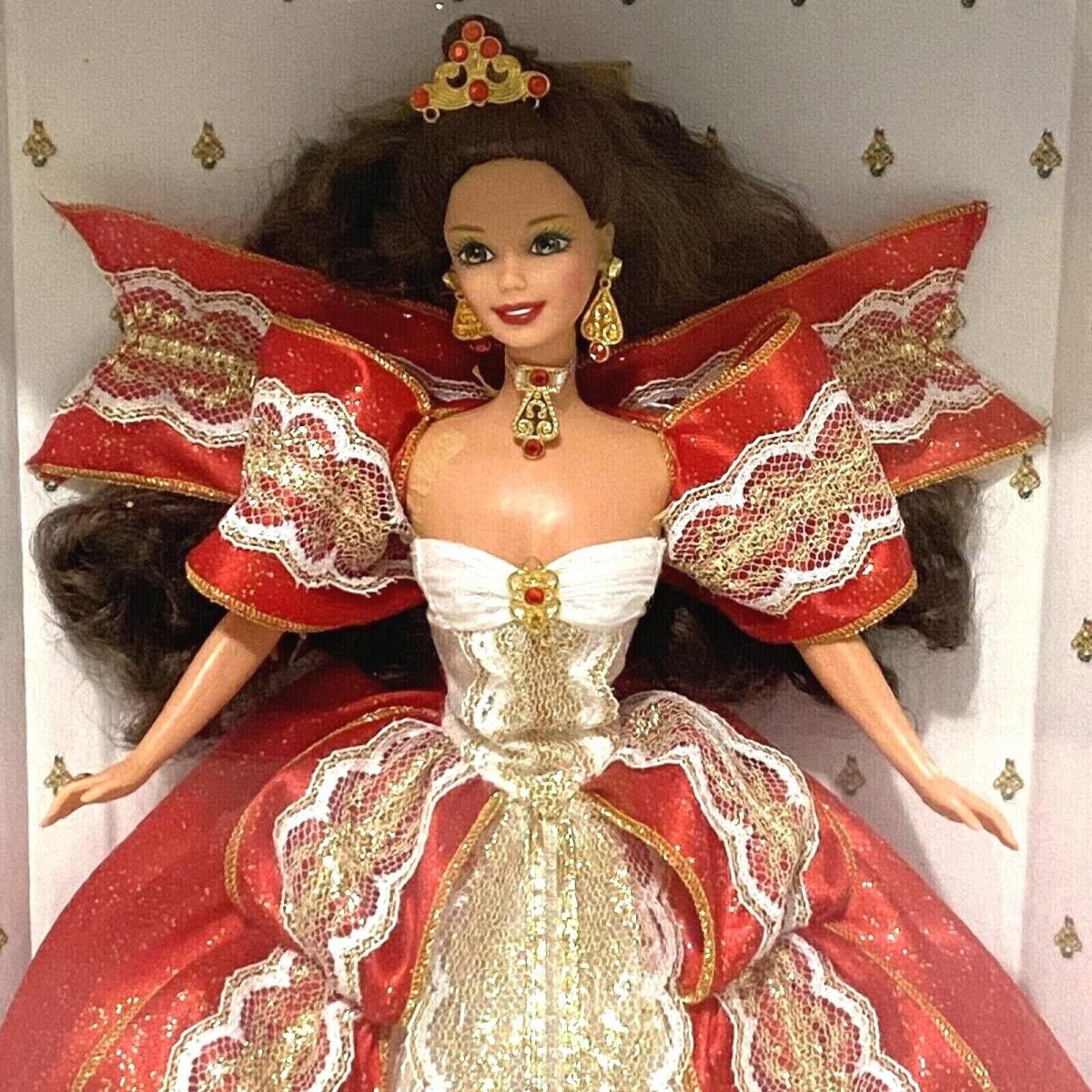 Happy Holidays Barbie 10th Anniversary 17832 - Brown Doll Hair, Blue Doll Eye