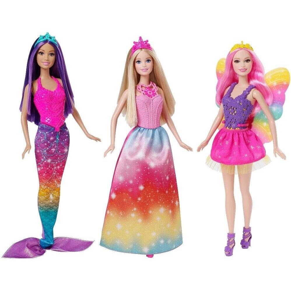 Barbie Fairytale Mix N Match Mermaid Butterfly Princess 3 Doll Giftset CKB30