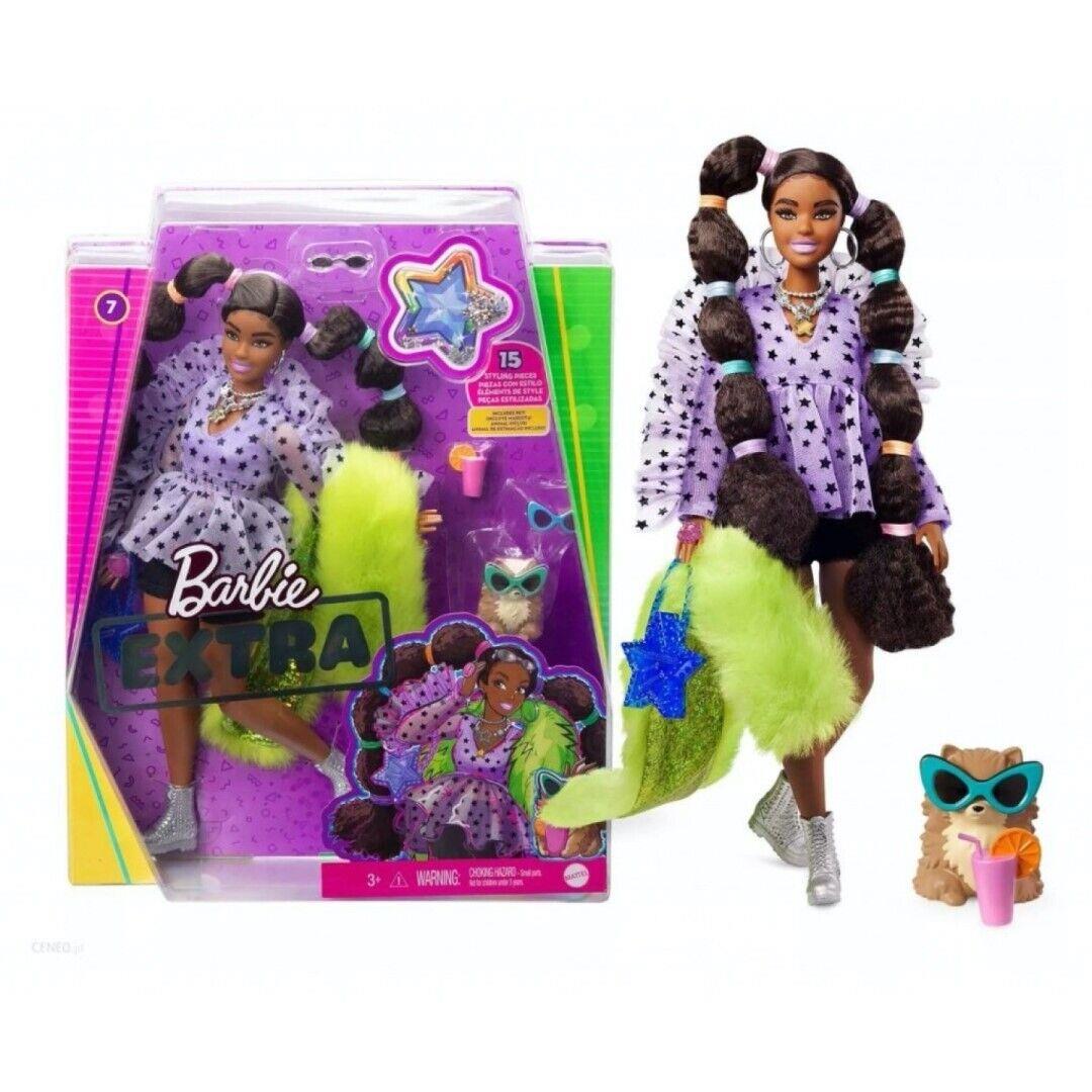 Mattel Barbie Extra Doll Long Hair with Green Boa and Pet GXF10