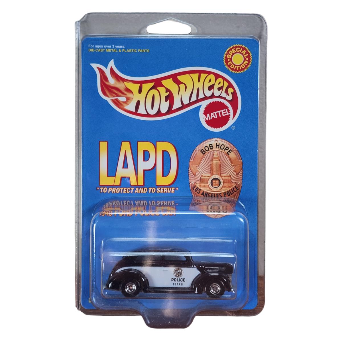 Lapd Hot Wheels 1940 Ford Police Car - Bob Hope Mint In Protective Case