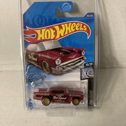 2020 Hot Wheels Super Treasure Hunt 57 Chevy Rod Squad Pink with Protector