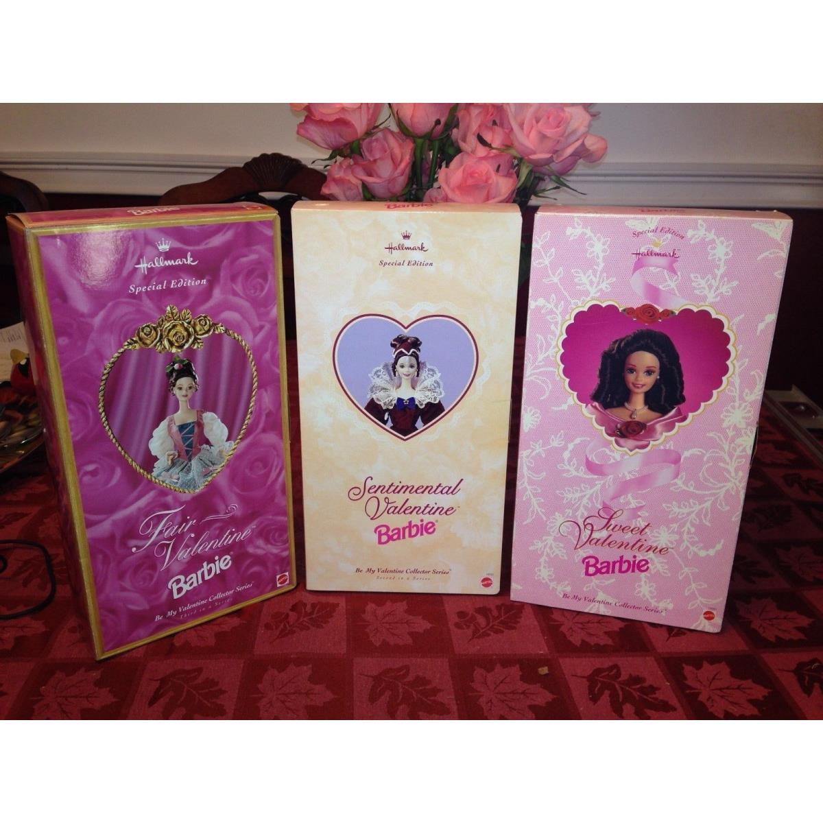 Barbie Dolls Set of 3 Valentine Sweet 1996 Sentimental 1997 Fair 1997