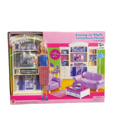 Vintage 2001 Mattel Barbie Family Room Playset Doll Set 67553