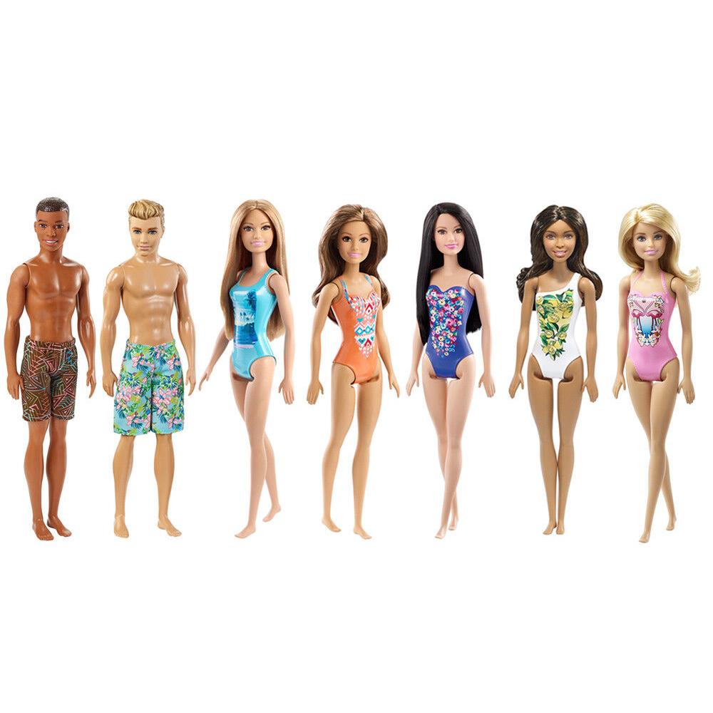 Barbie Beach Water Play 7 Seven Dolls Complete Set 2016