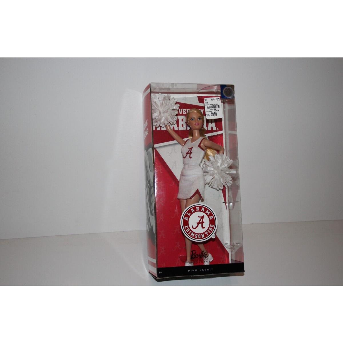 Pink Label Alabama Crimson Tide Cheerleader Barbie 2011 Rare White Nrfb