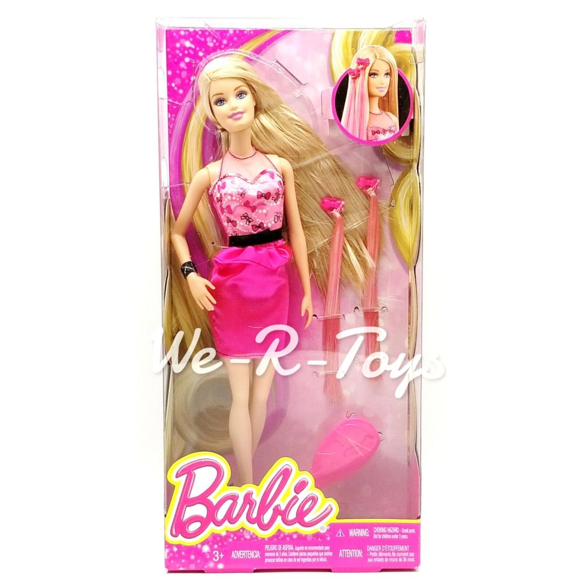 Barbie Hair-tastic Pink Hair Extensions Doll 2013 Mattel No. CBW36 Nrfb