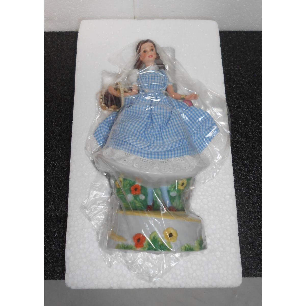 Barbie AS Dorothy 10 Porcelain Figure IN Blue Gingham Dress Music Box 1996