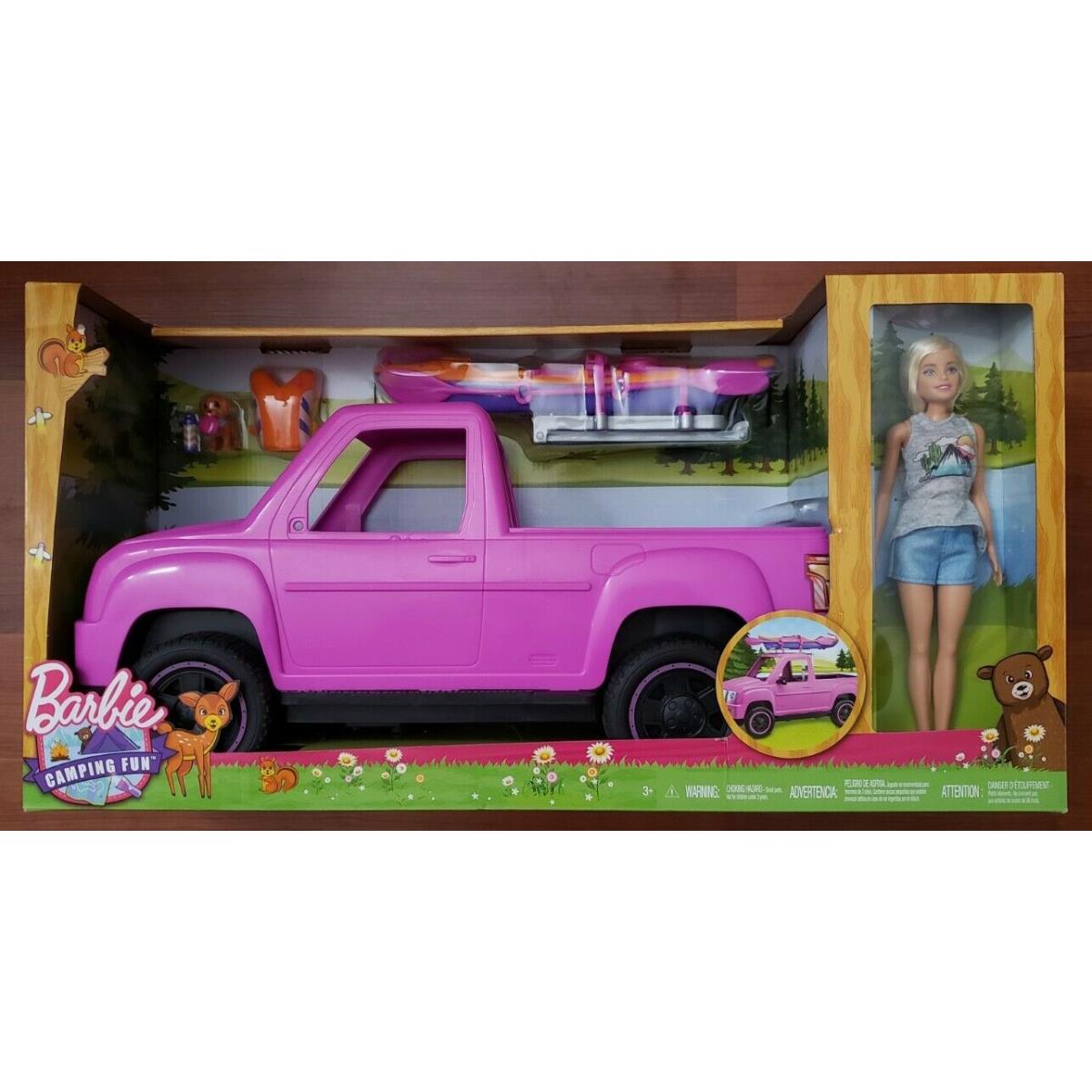 Barbie Camping Fun Pink Truck Doll Kayak Adventure Playset