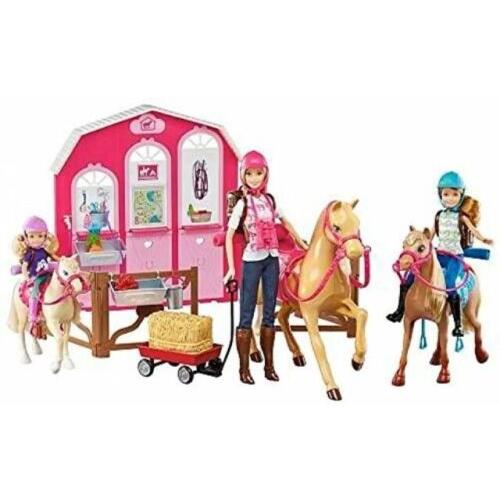 Barbie Pink Passport Horses Ranch Giftset Stacie Chelsea Horseback Ranch