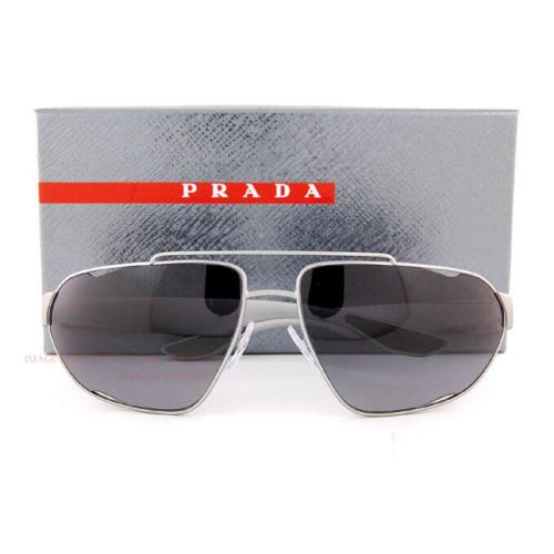 Prada Sport Sunglasses PS 56US 449 5W1 Silver/grey Polarized For Men