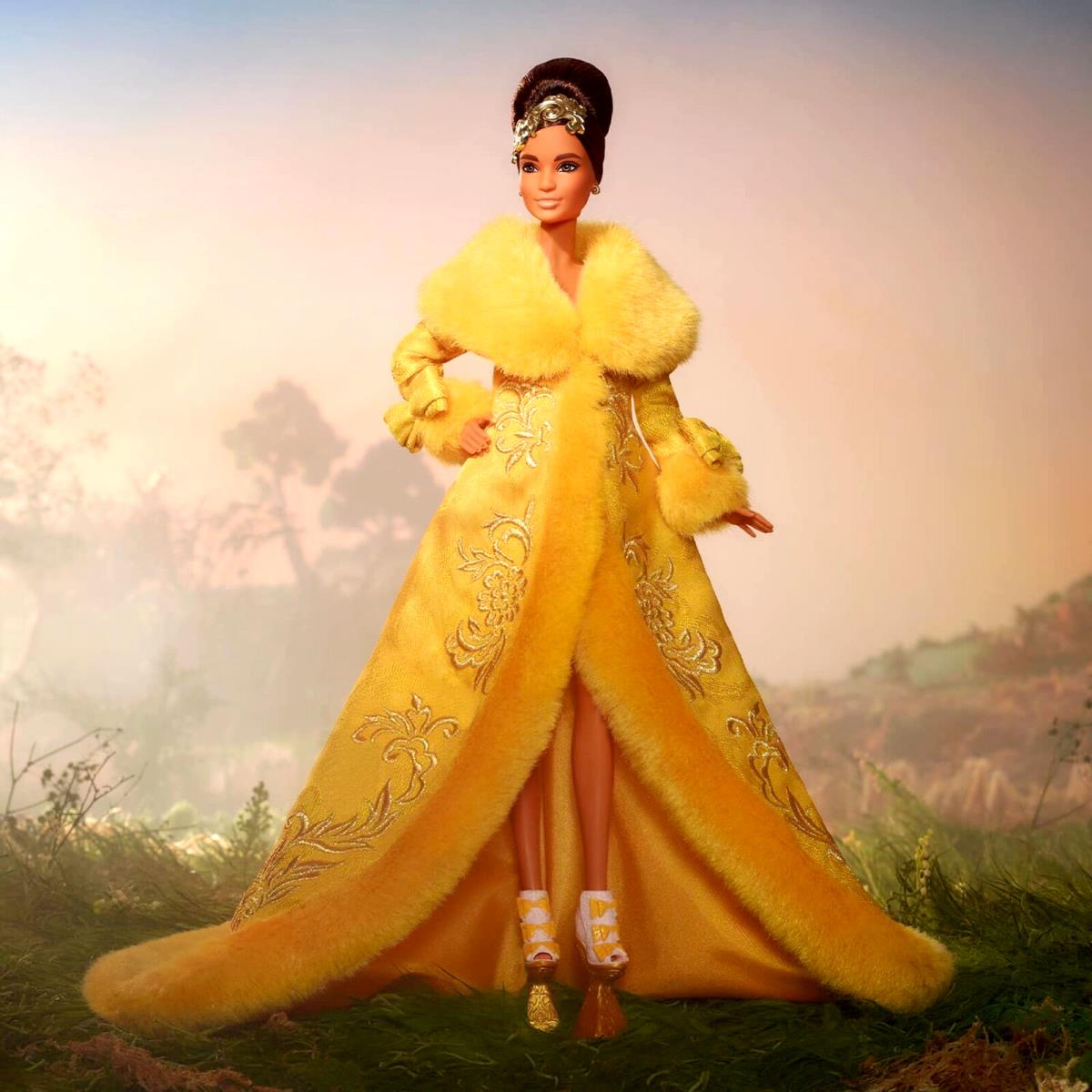 Mattel Barbie Signature Guo Pei Barbie Doll w/ Golden-yellow Gown IN Hand