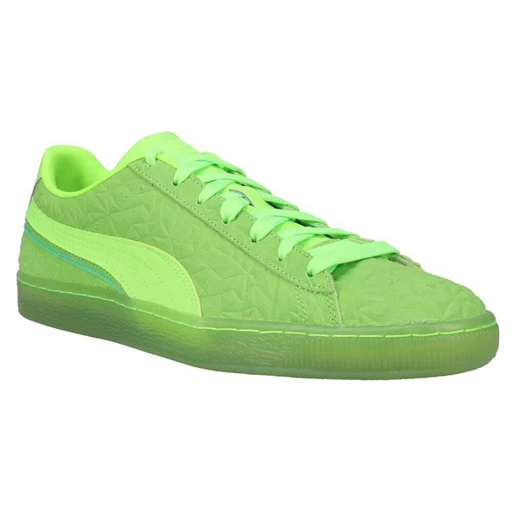 Puma Suede Triplex Mono Lace Up Mens Green Sneakers Casual Shoes 38416402 - Green