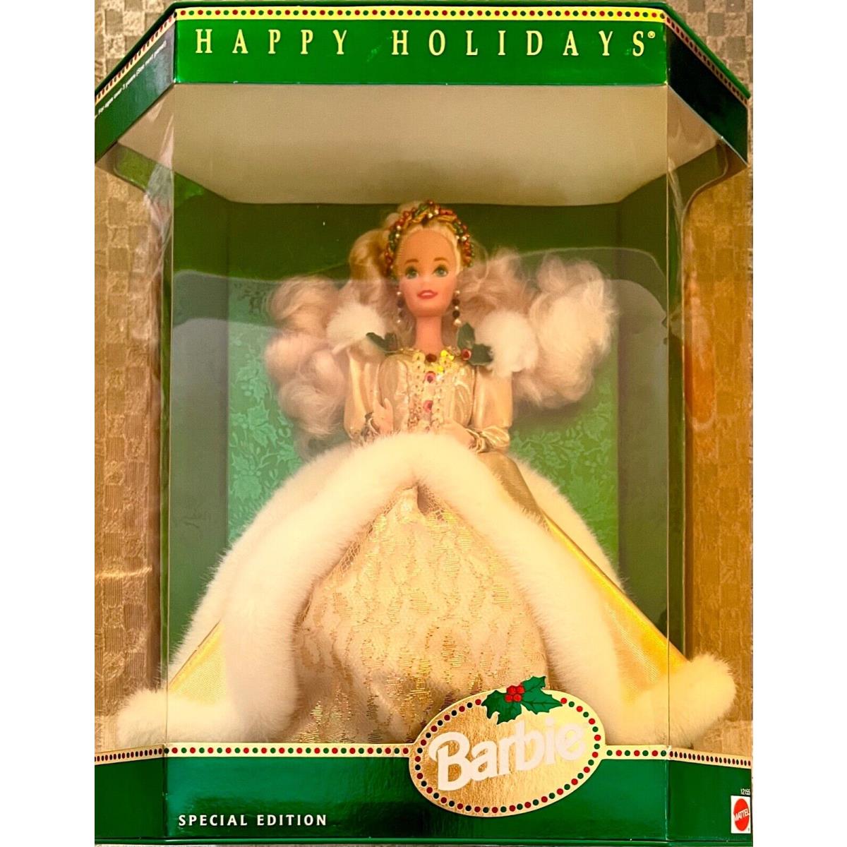 Barbie Happy Holiday: 1994 Special Edition Gold Dress White Fur 12155 Nrfb