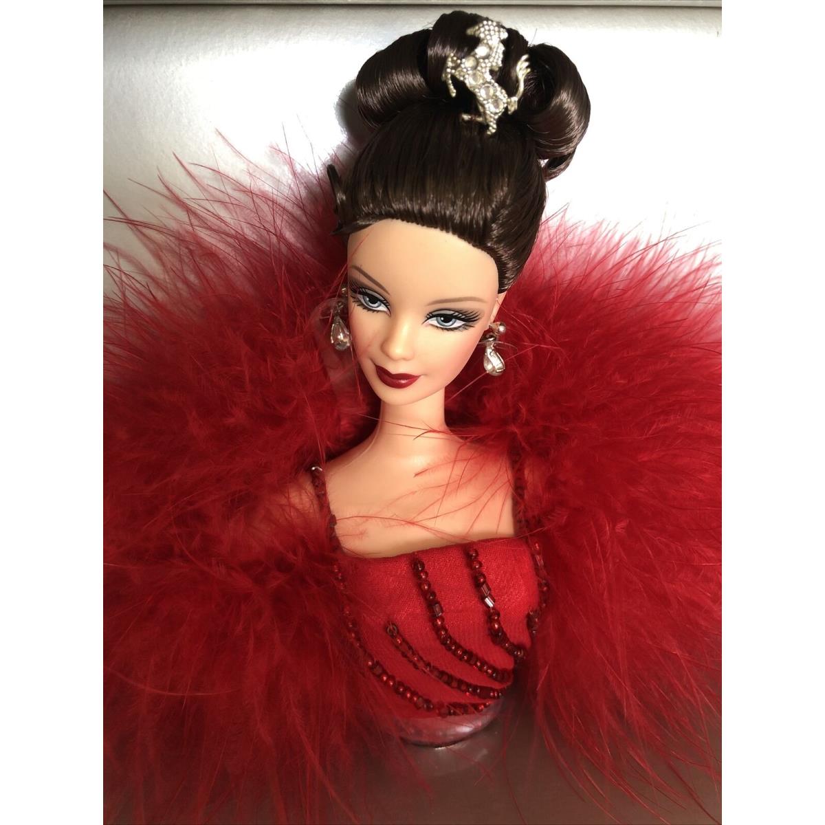 Ferrari Barbie Doll with Horse Hair Ornament Red Gloves Drop Swarovski Earrings