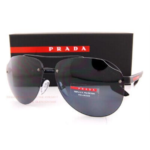 Prada Sport Sunglasses PS 52VS 1BO 5Z1 Matte Black/polarized Gray Men