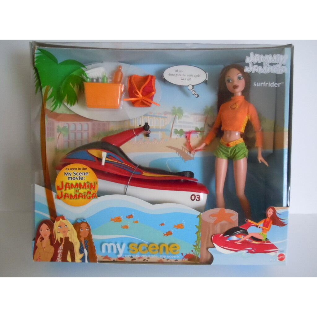 Super Rare 2003 Barbie My Scene Chelsea Jammin` in Jamaica Surfrider Gift Set