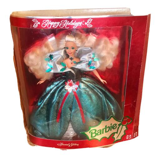 1995 Happy Holidays Special Edition Barbie Doll Nrfb 14123 Emerald Green Dress
