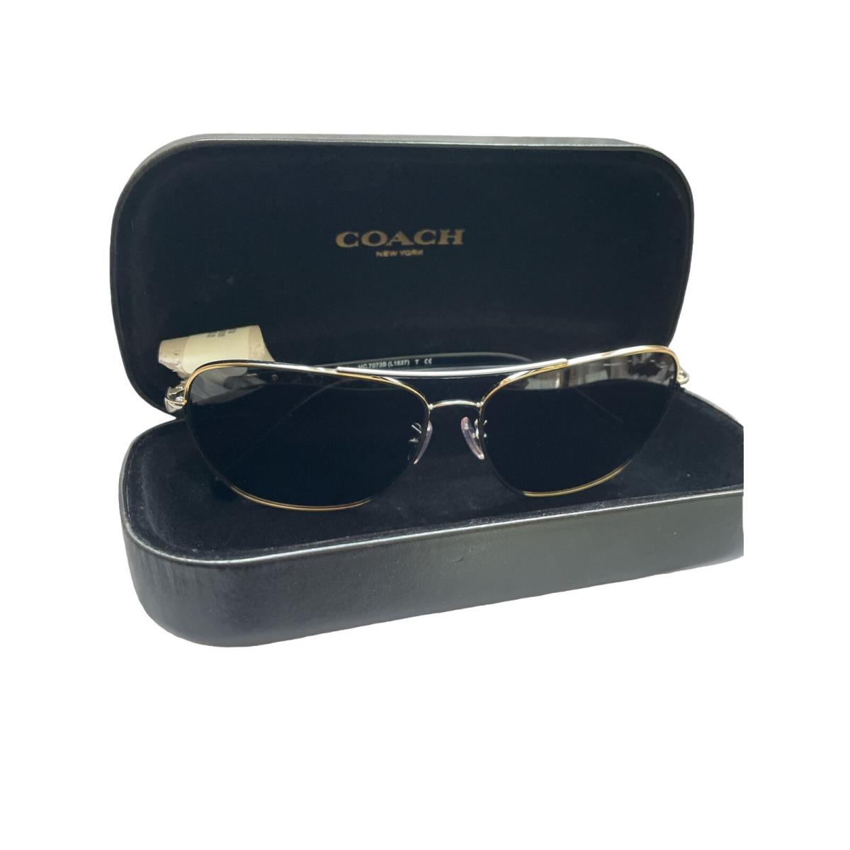 Coach HC7073B 930280 Pilot Sunglasses Gold Silver/ Black/dark Grey Solid Lens NW