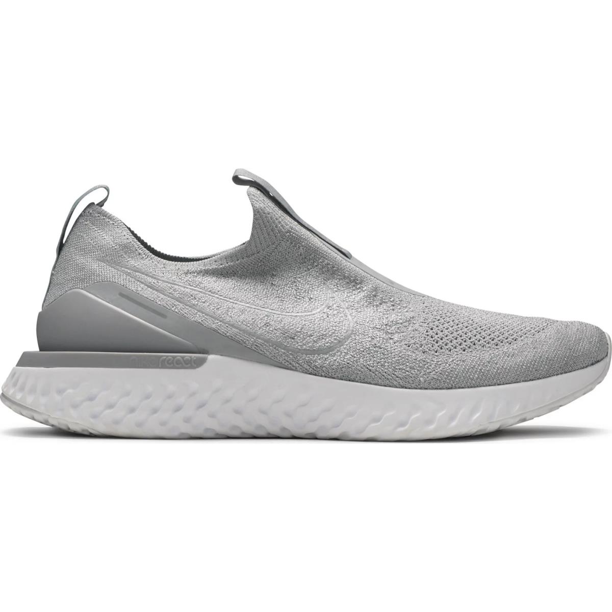 Nike Epic Phantom React Flyknit FK Wolf Grey White Shoes BV0417-003 Men`s 8.5 - Gray