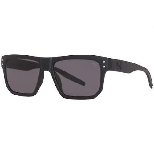Puma PU02460 001 Sunglasses Men`s Black/smoke Lenses Square Shape 55mm