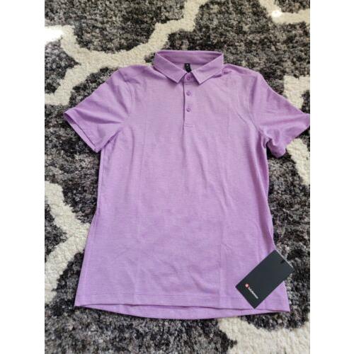 Men`s Lululemon Evolution Slim Fit Short Sleeve Polo Shirt Dgfg Lilac Purple M
