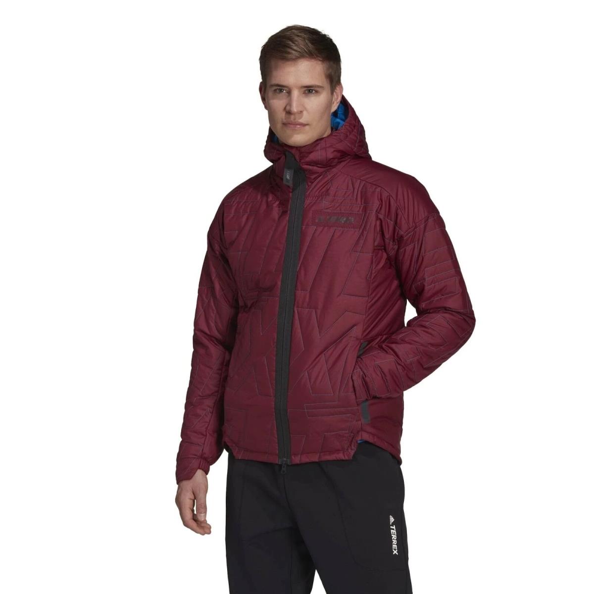 Adidas Men`s Terrex Myshelter Primaloft Hooded Padded Jacket Shadow Red