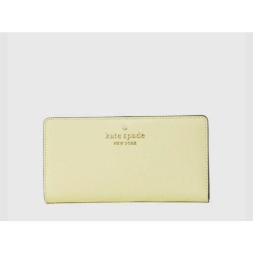 Kate Spade Staci Large Slim Bifold Wallet Saffiano Leather Lemon Fond - 