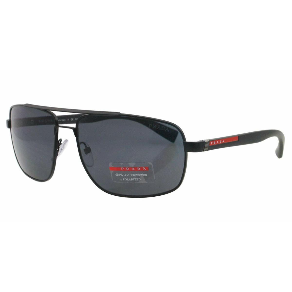 Prada Linea Rossa Sunglasses PS 55NS 1BO5Z1 Matte Black / Grey Polarized Lens