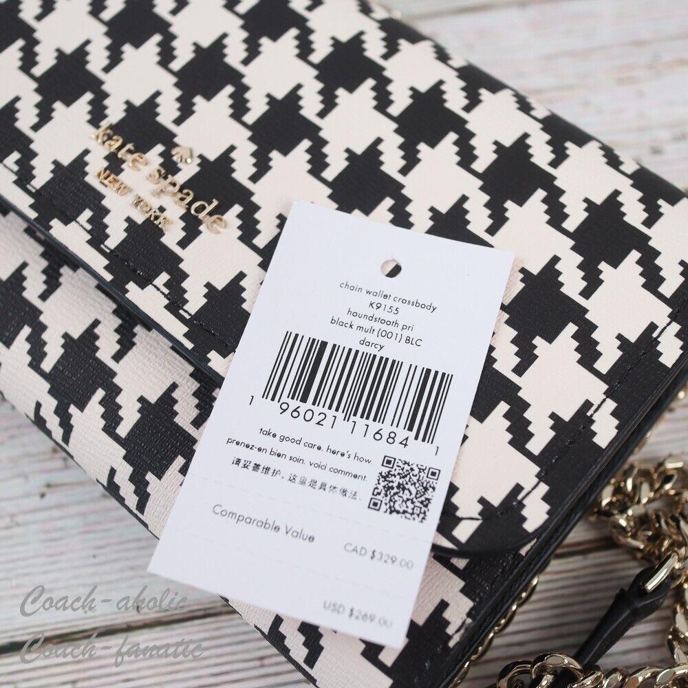 Kate Spade Darcy Chain Wallet Crossbody Houndstooth Print (Black