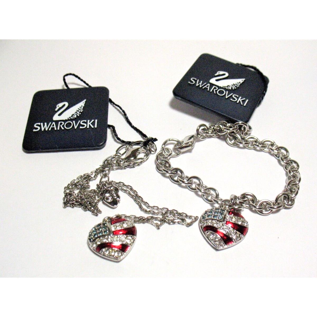 Swarovski Jewelry Set Crystal American Heart Necklace Bracelet