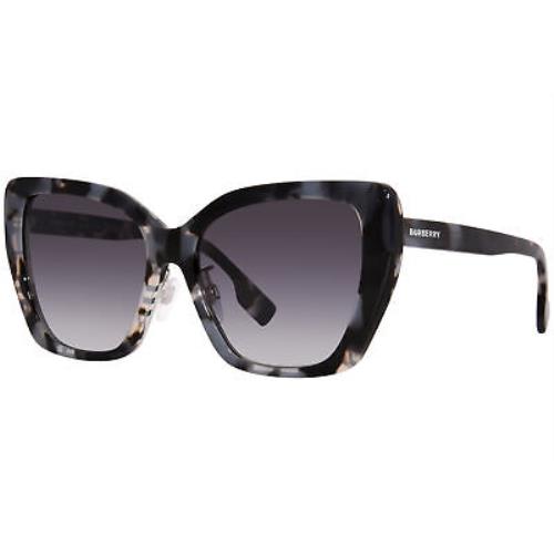 Burberry Tamsin BE4366F 3983/8G Sunglasses Women`s Check/havana/gradient 55mm - Frame: Gray, Lens: Gray