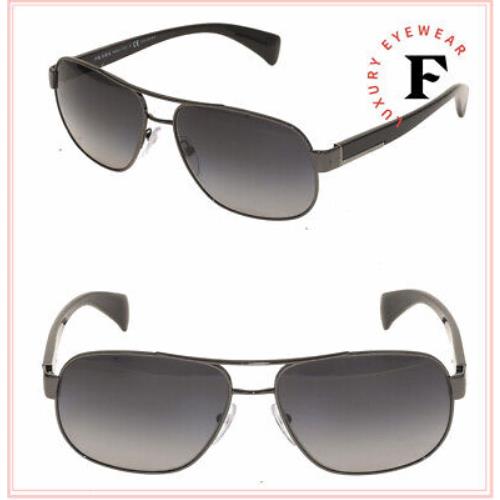 Prada PR52PS Timeless Conceptual Black Gunmetal Polarized Sunglasses Spr 52P - Frame: Gunmetal Black, Lens: Grey