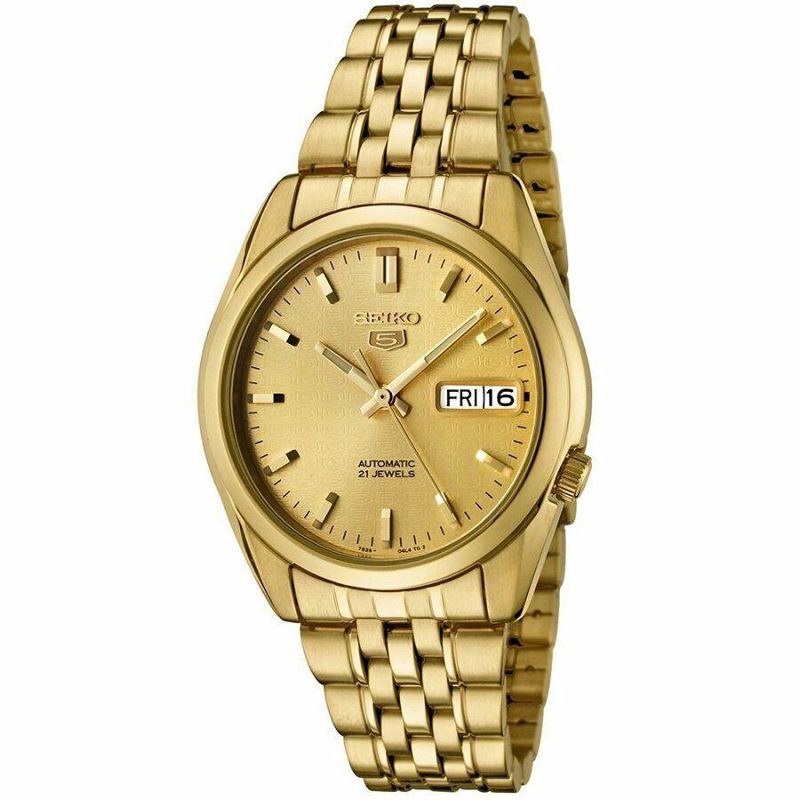 Seiko Series 5 Automatic Gold Dial Men`s Watch SNK366