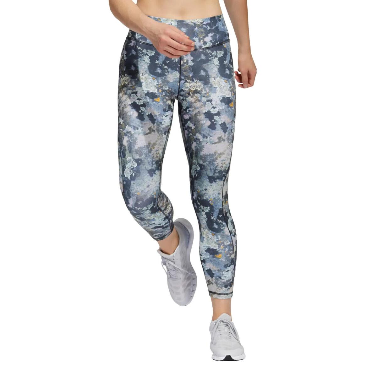 Adidas 48022 Womens Blue Tint Studio Aeroready Print 7/8 Leggings Size S