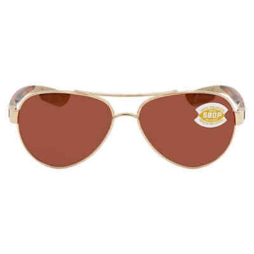 Costa Del Mar Loreto Copper Polarized Polycarbonate Pilot Ladies Sunglasses LR - Frame: Gold, Lens: Brown