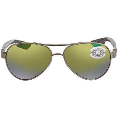 Costa Del Mar Loreto Green Mirror Polarized Glass Ladies Sunglasses LR 21 Ogmglp - Frame: Silver, White, Lens: Green