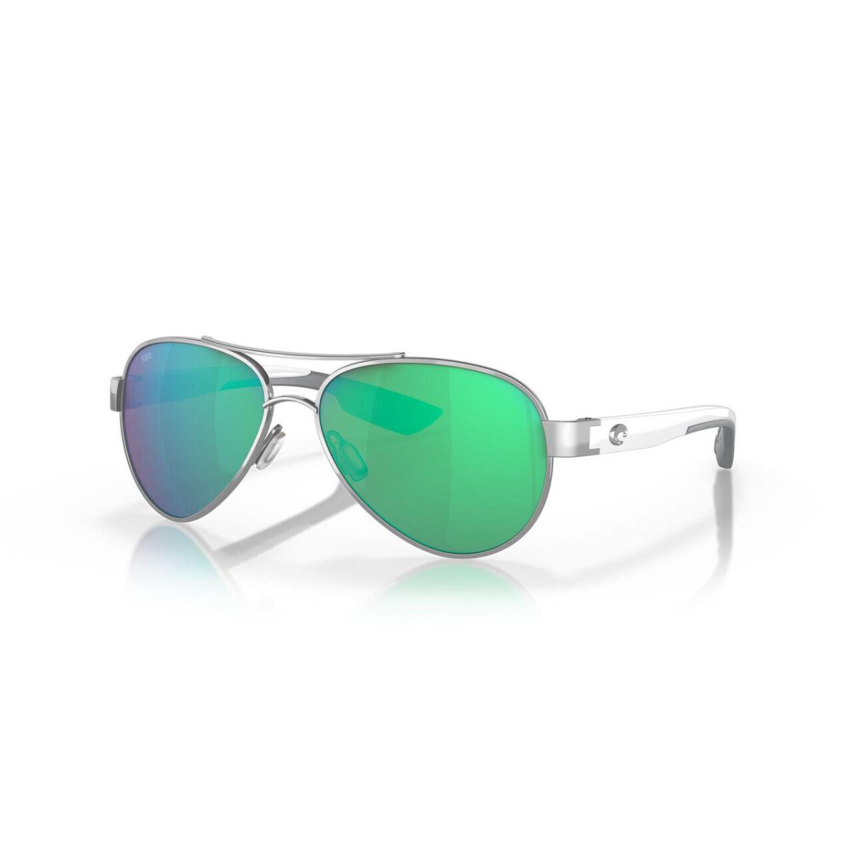 Costa Del Mar Loreto Women`s Sunglasses Silver/polarized Green Mirror 580G 56 mm - Frame: Silver, White, Lens: Green