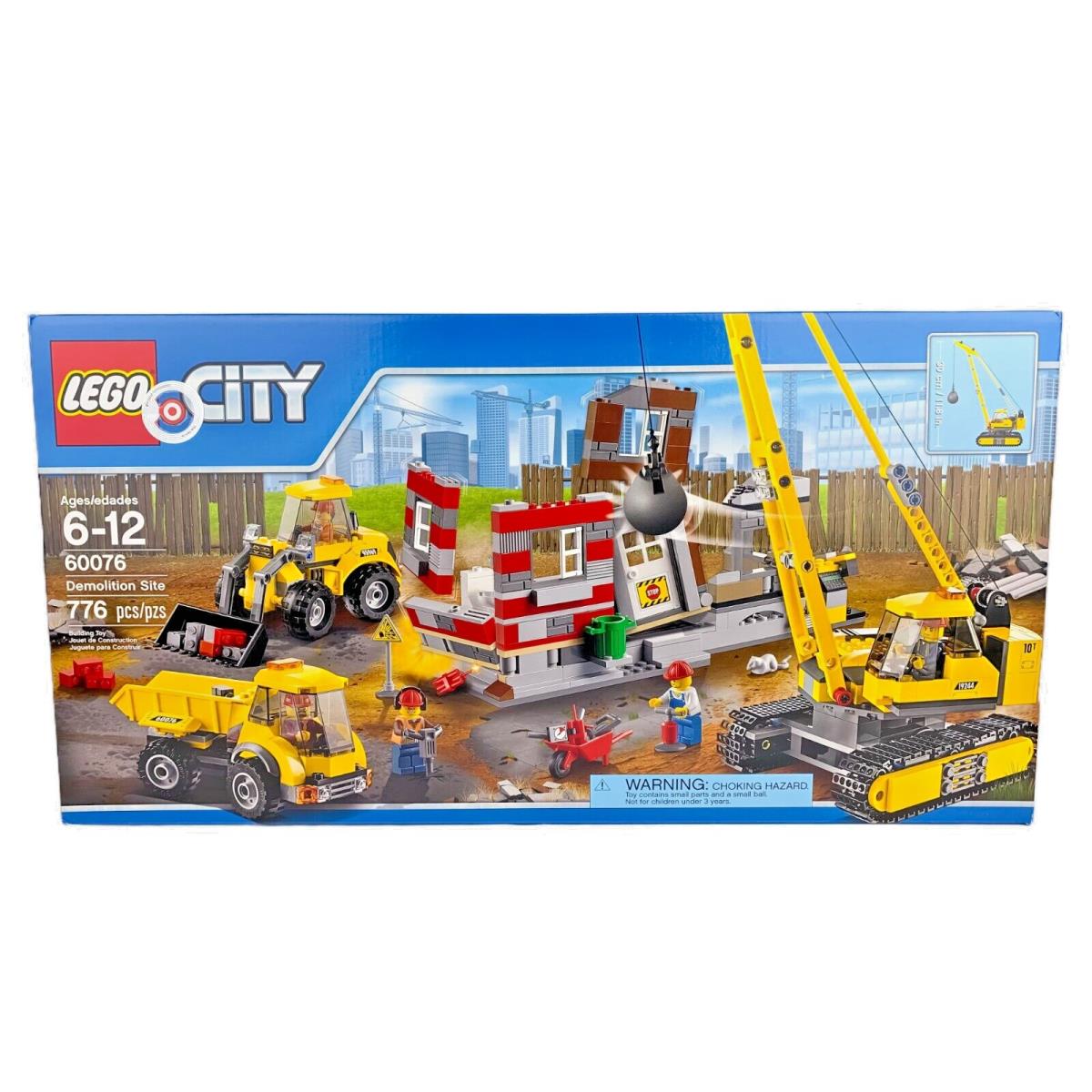 Lego City Demolition Site 60076 Retired 776-Pcs Crane 5 Minifigures
