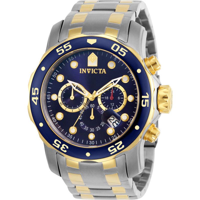 Invicta Men`s 48mm Pro Driver Scuba Chronograph Blue Dial Gold Two Tone SS Watch